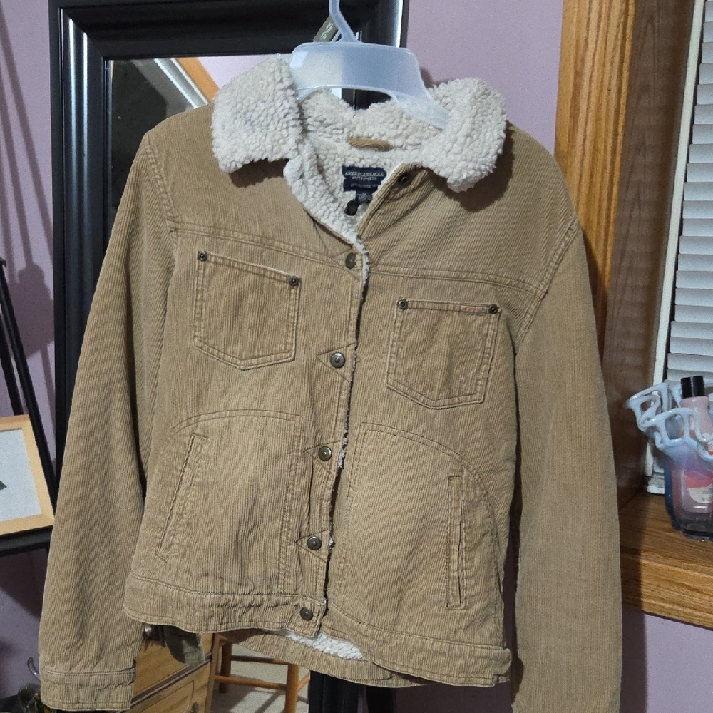 American Eagle Outfitters Tan Sherpa Jean Jacket